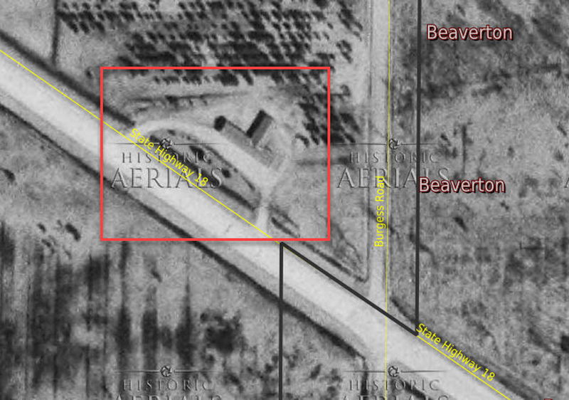 Beaverton Motel - 1968 Aerial (newer photo)